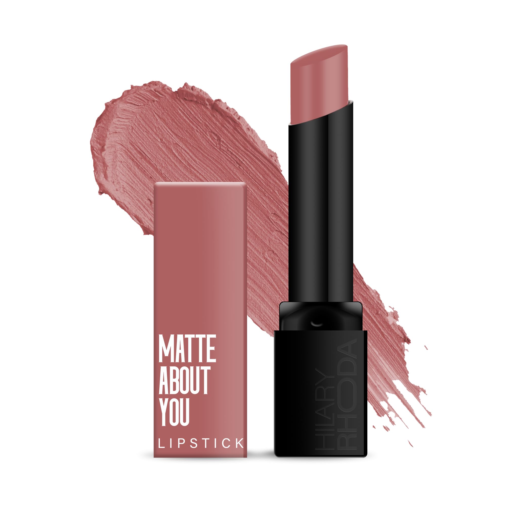 Hilary Rhoda Matte About You Lipstick | Long Lasting & Highly Pigmented Lipstick | Glides Smoothly | Matte Finish | One Stroke Application | Cruelty-Free & Vegan - 3g (Bombshell - Shade 05)