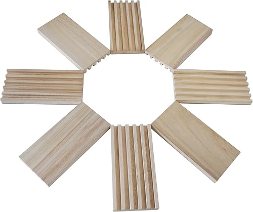 Miniatura 9 de DNB - Estantes de dominó de madera, juego de 4 bandejas de azulejos de dominó, 5 ranuras por bandeja, organizadores de dominó para juegos de dominó,