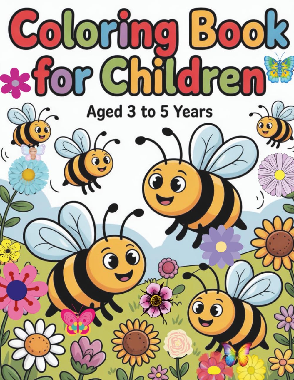Bee Coloring Book for Kids Ages 3–5: Adorable Bees, Flowers and Nature Coloring Pages for Little Hands