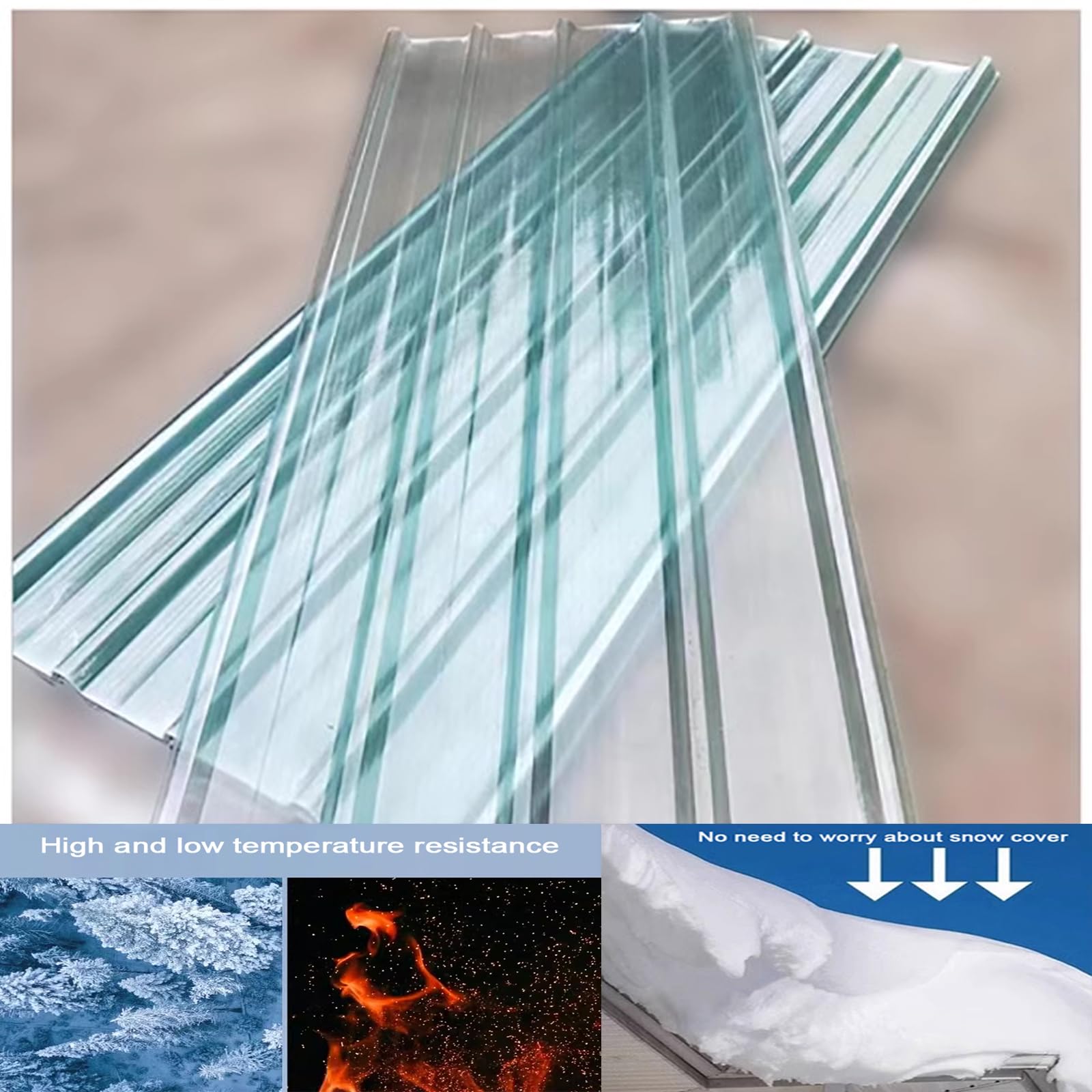 Panel para Tejado de Invernadero,1/3/5/7/10/12/16/18/20 Piezas Chapa Ondulada a Prueba de Lluvia,Placa de Iluminación de Fibra de Vidrio de 1.2mm,Chapa Tejado Transparente (0.9x1.2m/35x47in,10 pcs)
