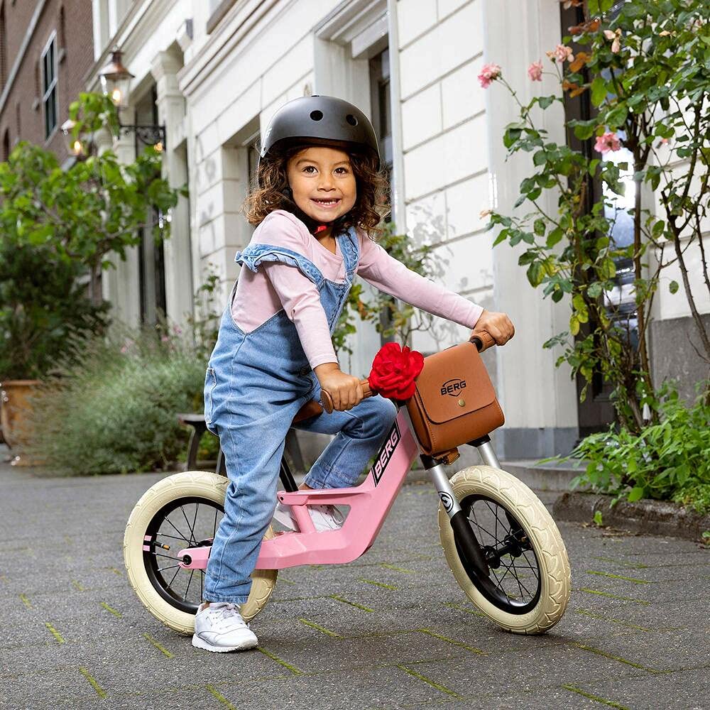 BERG Biky Retro Laufrad Rosa | ab 2 Jahre | 12 Zoll | Luftreifen | Magnesiumrahmen | Kinderfahrrad Jungen und Mädchen | Sattel höhenverstellbar