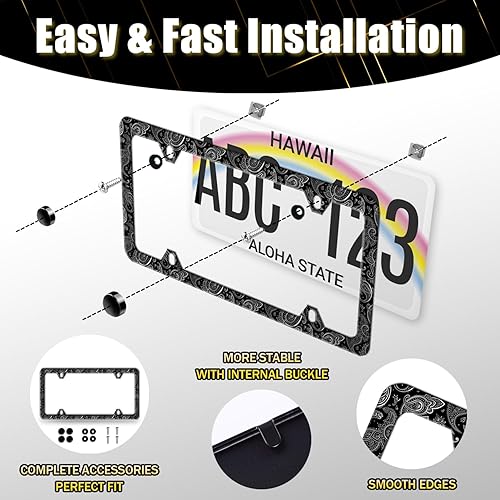 Miniatura 43 de Marco de matrícula de hibisco Aloha Hawaii Flowers placa de acero inoxidable divertido soporte para placa de matrícula decoración colorida 12.3 x