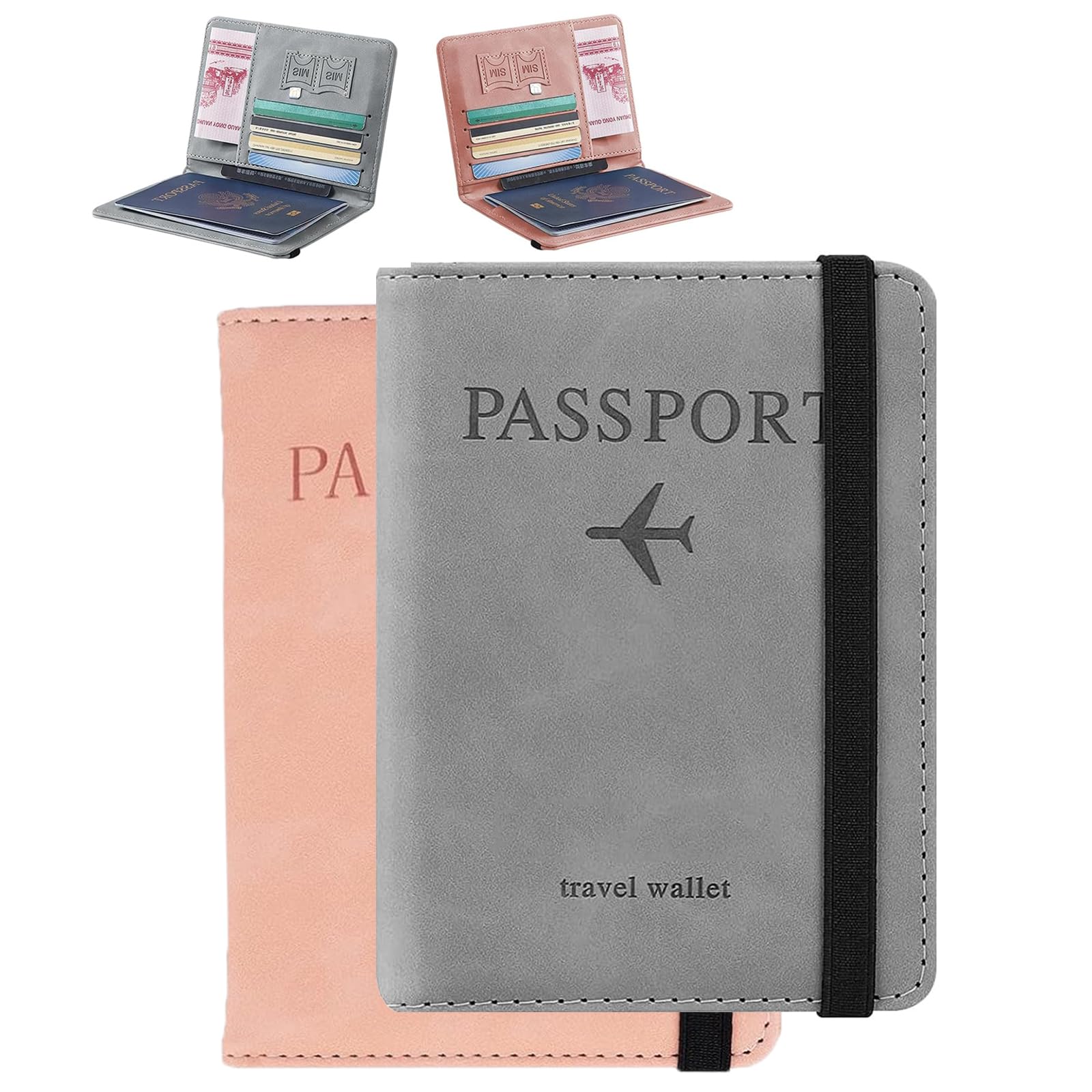 Funda Pasaporte Con Etiquetas De Equipaje – 2 Piezas, Rosa Y Púrpura, Organiza Documentos De Viaje