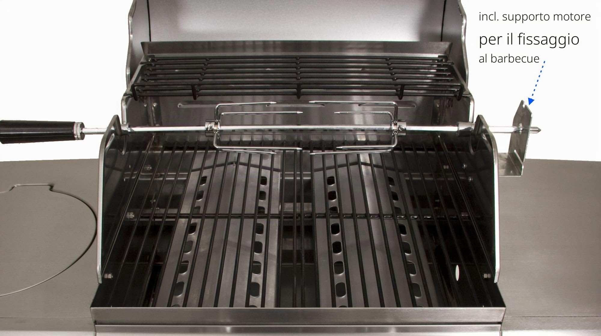 BBQ-Toro Set di spiedini per barbecue, 90 cm, incl. motore in acciaio inossidabile, 220V - 240V, spiedo rotante, girarrosto, spiedo rotante