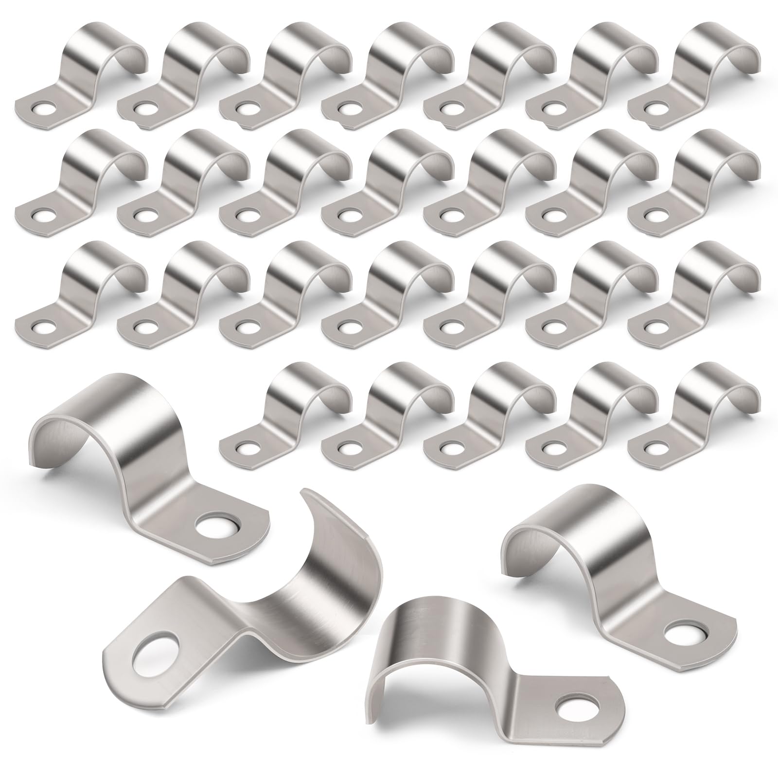 YUUTIAL 30 Stück 10mm Befestigungsschelle-Hochleistungs Einzelloch Kabelschellen Metall，Metallkabelschellen für Rohrdurchmesser