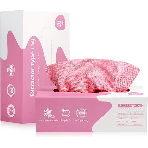Microfiber Cleaning Cloth Rags in A Box (20 Count) -7.9" x 7.9" Reusable Microfiber Towels for Cars - Edgeless Terry Towels,Small Microfiber Towel for Home, Kitchen (Pink)