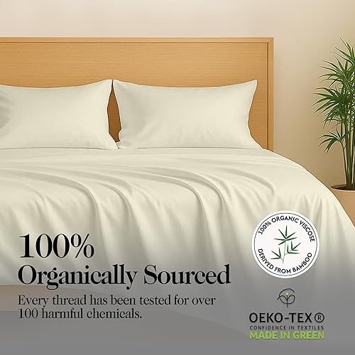Miniatura 5 de Juego de sábanas de bambú 100% de viscosa orgánica, tamaño individual, las únicas sábanas con viscosa 100% pura y sin mezcla, lujosamente suave,