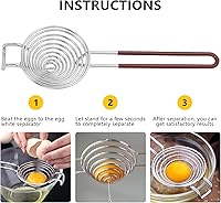 Vista 3 de NileHome Separador de huevos, separador de yema de huevo, blanco, acero inoxidable, filtro de tamizado de yema de huevo, herramienta de cocina