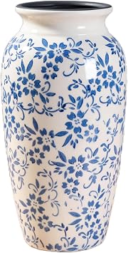 Vase Home Decor Blue and White Vintage Rustic Ice Crackle Chinese Style Vase Blue Flowers Porcelain Porcelain Decorative Living Room Table Center Decoration