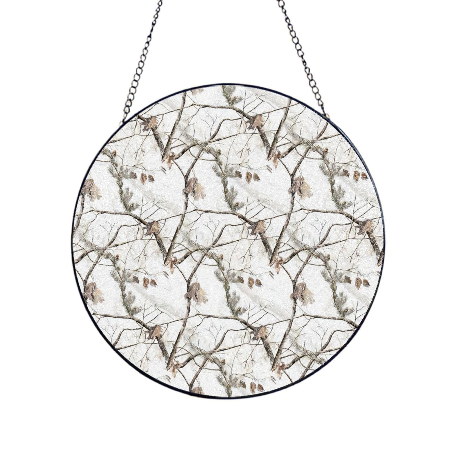 Phayah White Tree Camo Print Glass Window Hanging Sun Catchers Suncatcher Decor For Birthday For Home Garden Porch 4in（10cm）