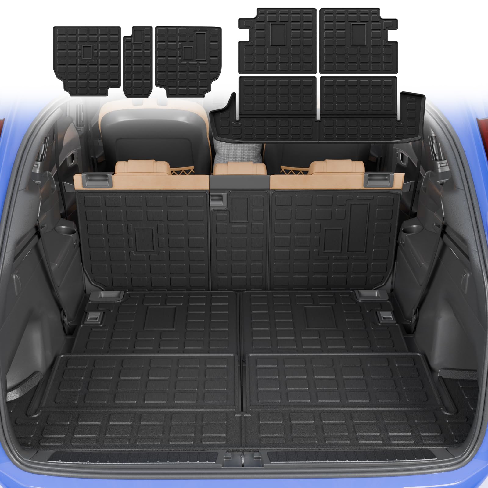 Tappetini Auto TPE Per Toyota 4Runner 2025 7 Posti (Non Ibrido) - Set Completo Con Fodero Baule E Schienale - Personalizzati SR5/Limited