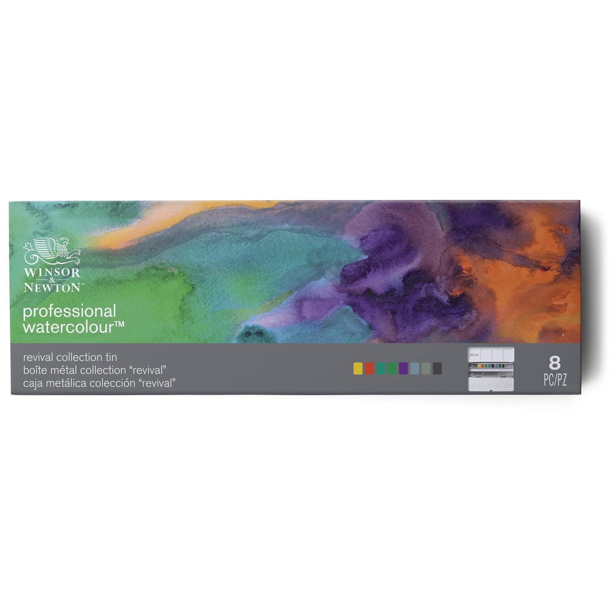Winsor & Newton 0190824 Professional Watercolour Revival Collection Set - 8 Aquarellfarben in 1/2 Näpfen