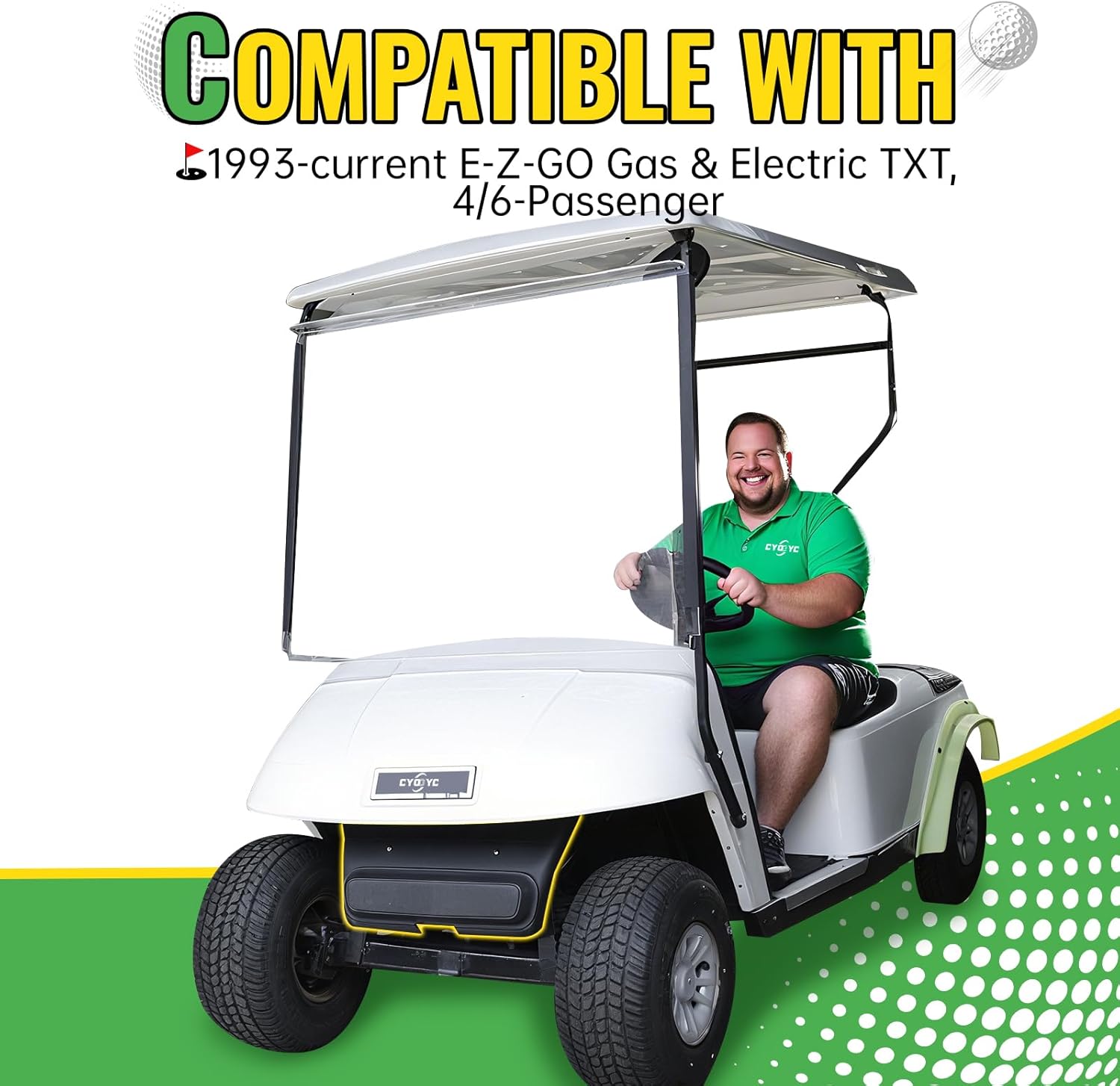 Golf Cart Front Shield Cover Shock Bumper Brush Guard for EZGO TXT Accessories, Replaces OEM 27166G01 27166G02 27166G04