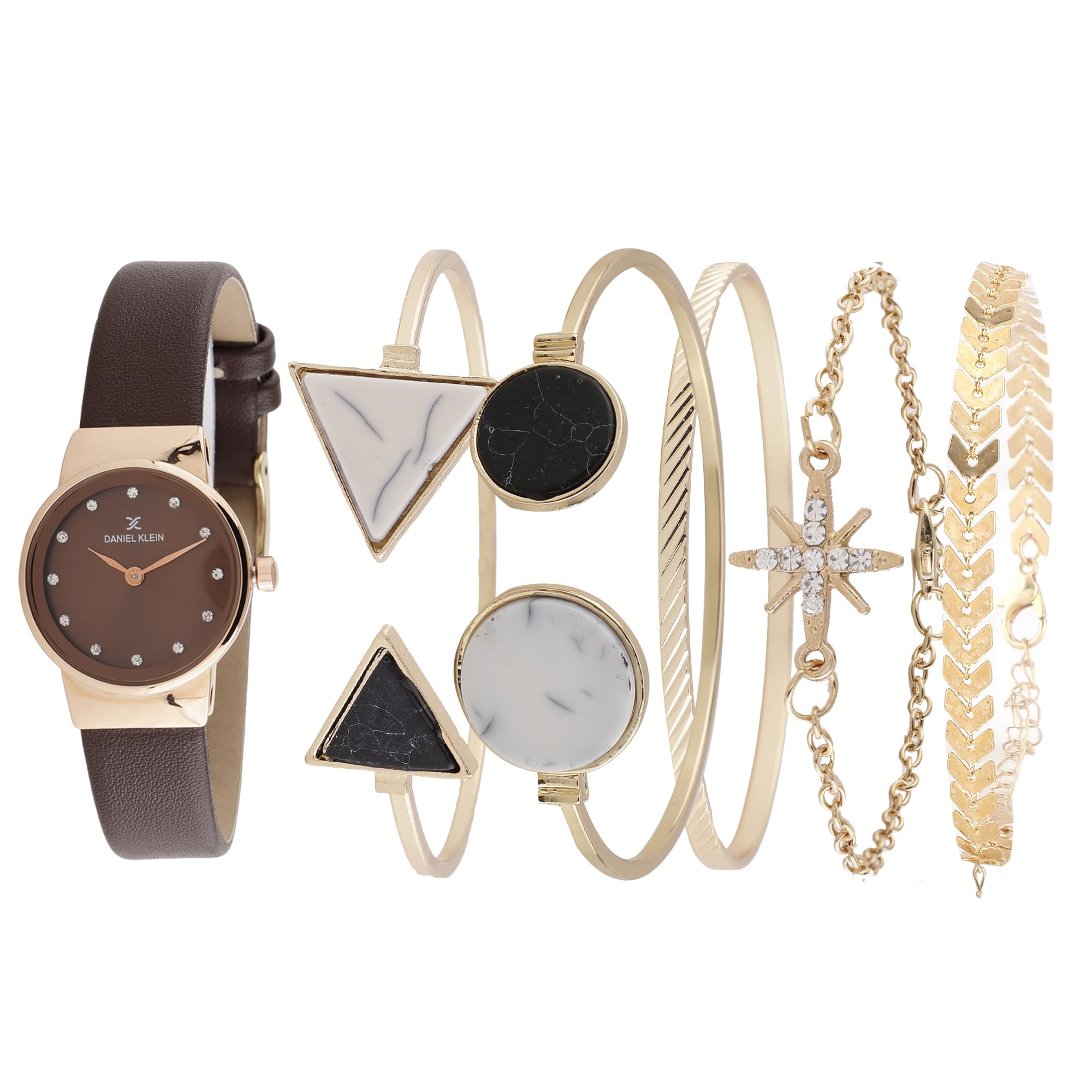Daniel Klein Dark Brown Dial Analog Gift Set Watch with Bracelet for Women (Pack of 6) - DKG002-4 (B0CPFH8K6K) Amazon Price History, Amazon Price Tracker