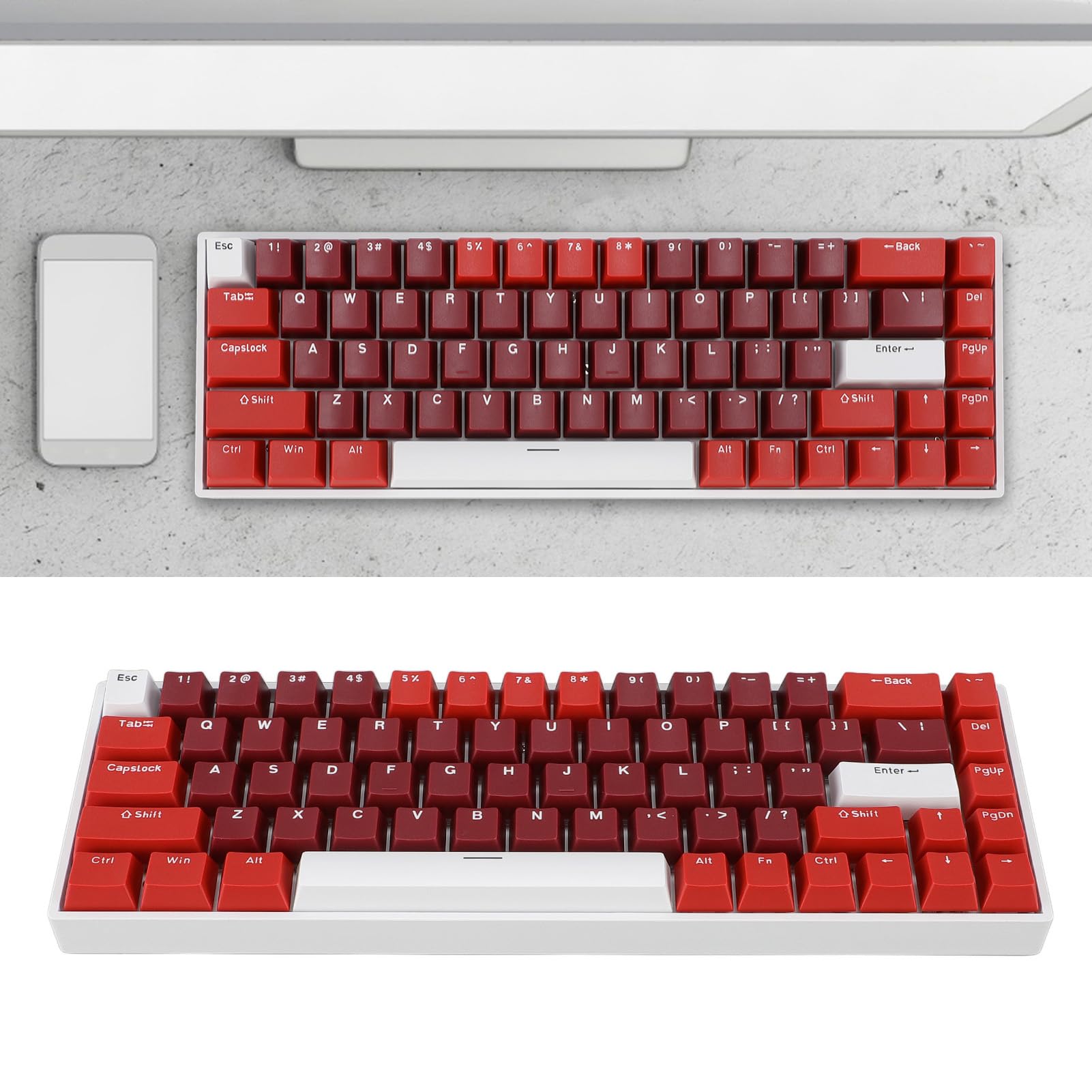 Bewinner Teclado Mecánico con Cable de 68 Teclas, Teclado Mecánico para Juegos Retroiluminado RGB con Interruptor Rojo, Ergonómico para Computadora con Puerto USB, Cable Tipo C, Múltiples