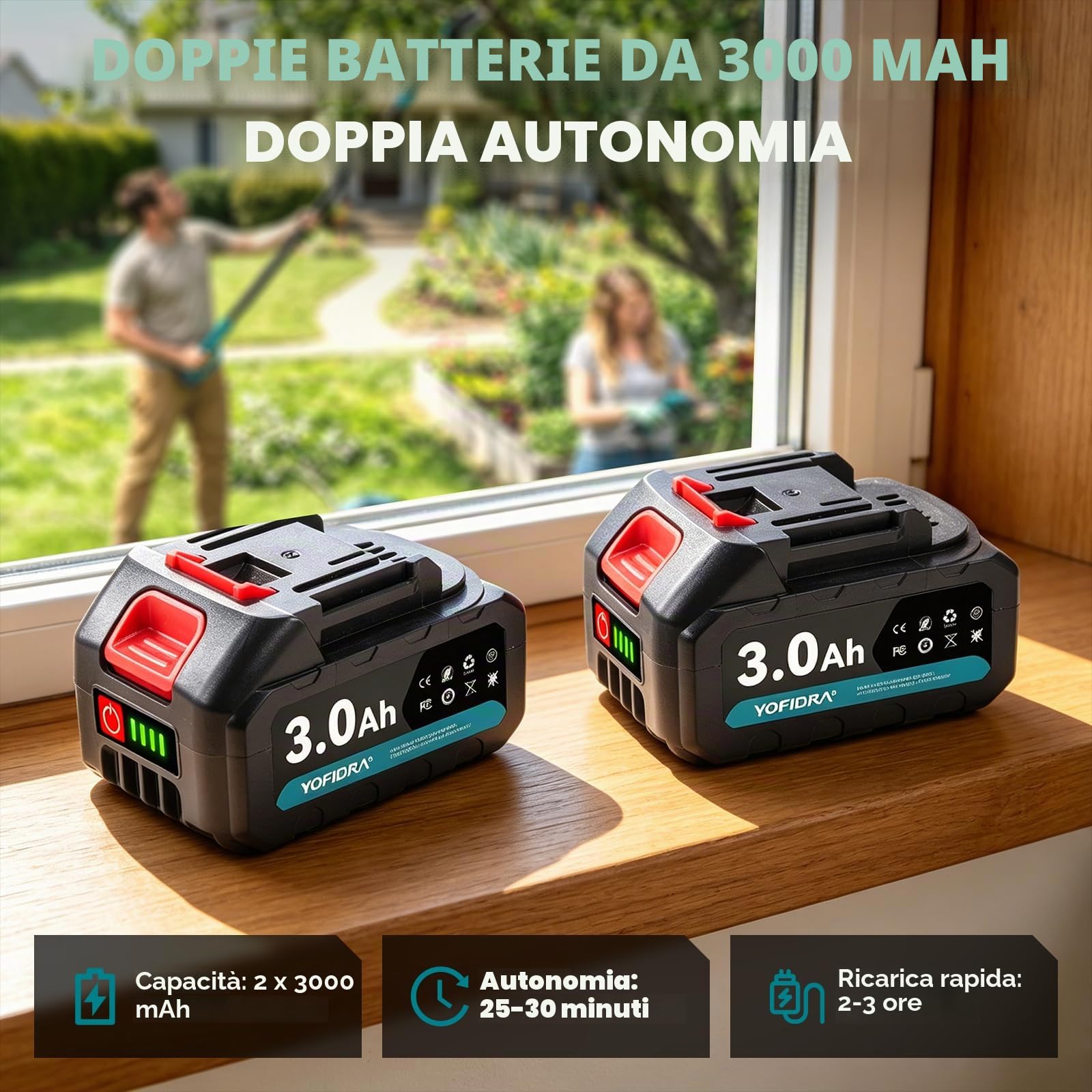 Yofidra 2 in 1 Motosega Elettrica Telescopica - 6 Pollici con 2 Batterie da 3.0Ah, con Asta Estensibile Smontabile fino a 4.6M, Sega a Batteria per Potatura, Tagliare Rami d'Albero