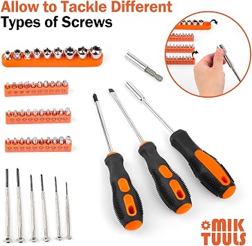 Tool Set 148PCS, Automotive and Household Tool Kit, Basic Tool Box for Men, Pefect for Car Enthusiasts and DIY Home Repairs