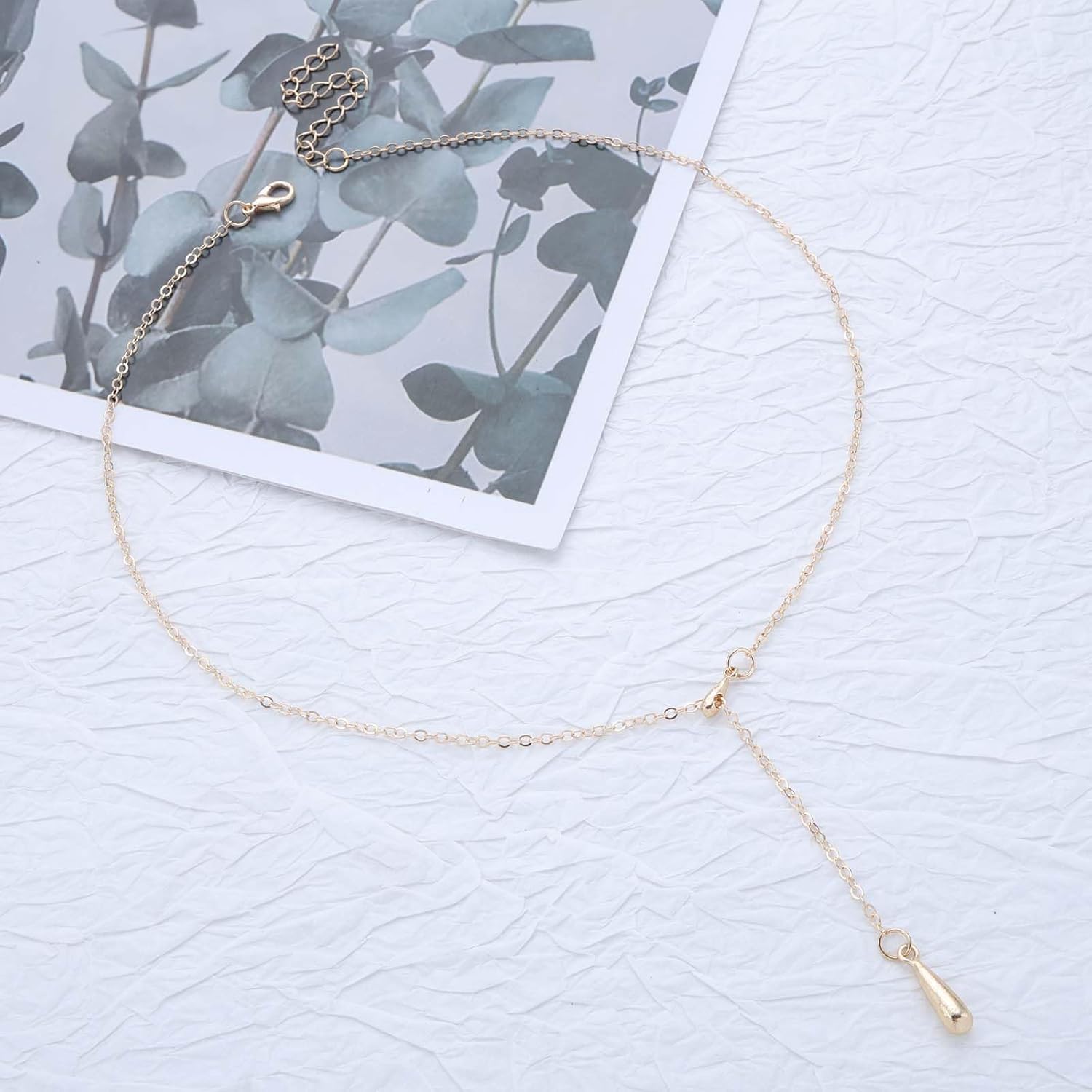 Waterdrop Y-Shaped Necklace for Women Gold Vintage Teardrop Pendant Necklace Waterdrop Lariat Tassel Necklaces Statement Teardrop Y Necklaces Minimalist Everyday Jewelry Gift - Image 6