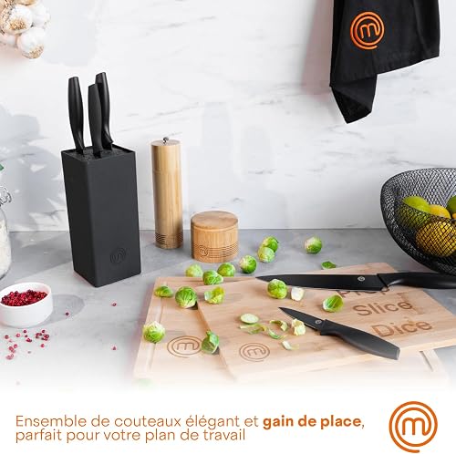 MasterChef Set Coltelli da Cucina con Ceppo Universale, Portacoltelli - 3
