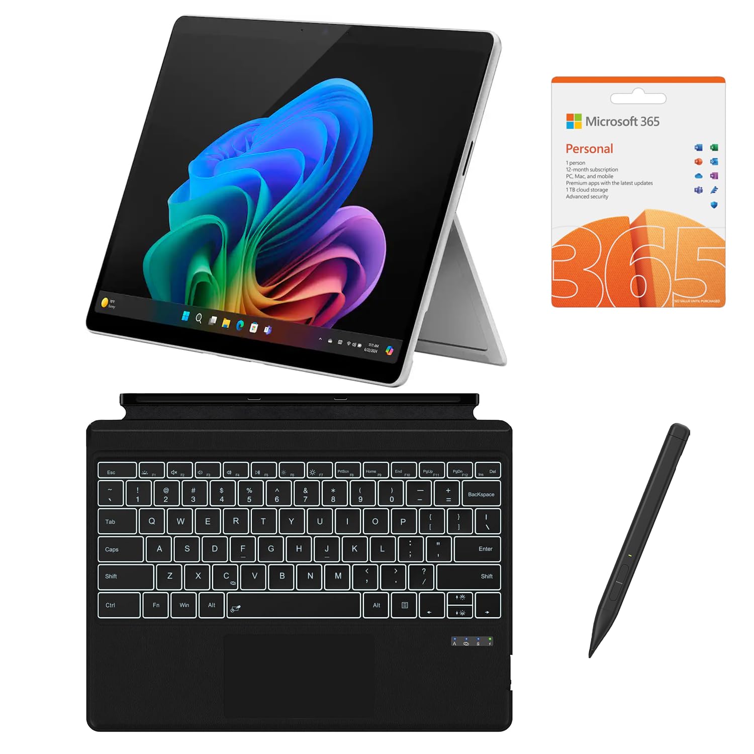 Microsoft Surface Pro 13" 3K 120Hz OLED Touchscreen 2-in-1 Tablet Laptop, 12-Core Snapdragon 45 Tops NPU, 16GB RAM 1TB SSD, Backlit Keyboard, Stylus,