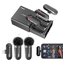 SYNCO Microfono Per iPhone, P2SL 【Certificazione MFi】di Mic Lavalier Wireless 2.4Ghz Con Custodia di Ricarica Per il iPhone iPad Vlog Youtube, Microfono Lightning