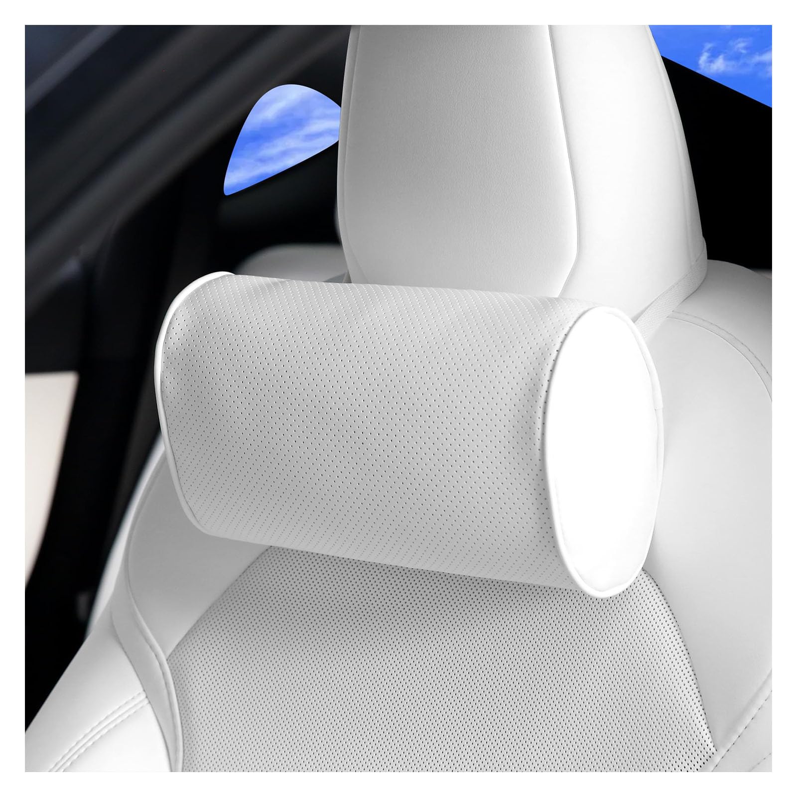 QIANRUIA Car Headrest Pillow for Lexus RZ 300e 2026, Car Headrest Cushions Car Seat Neck Support Pillows Car Seat Pillow,White