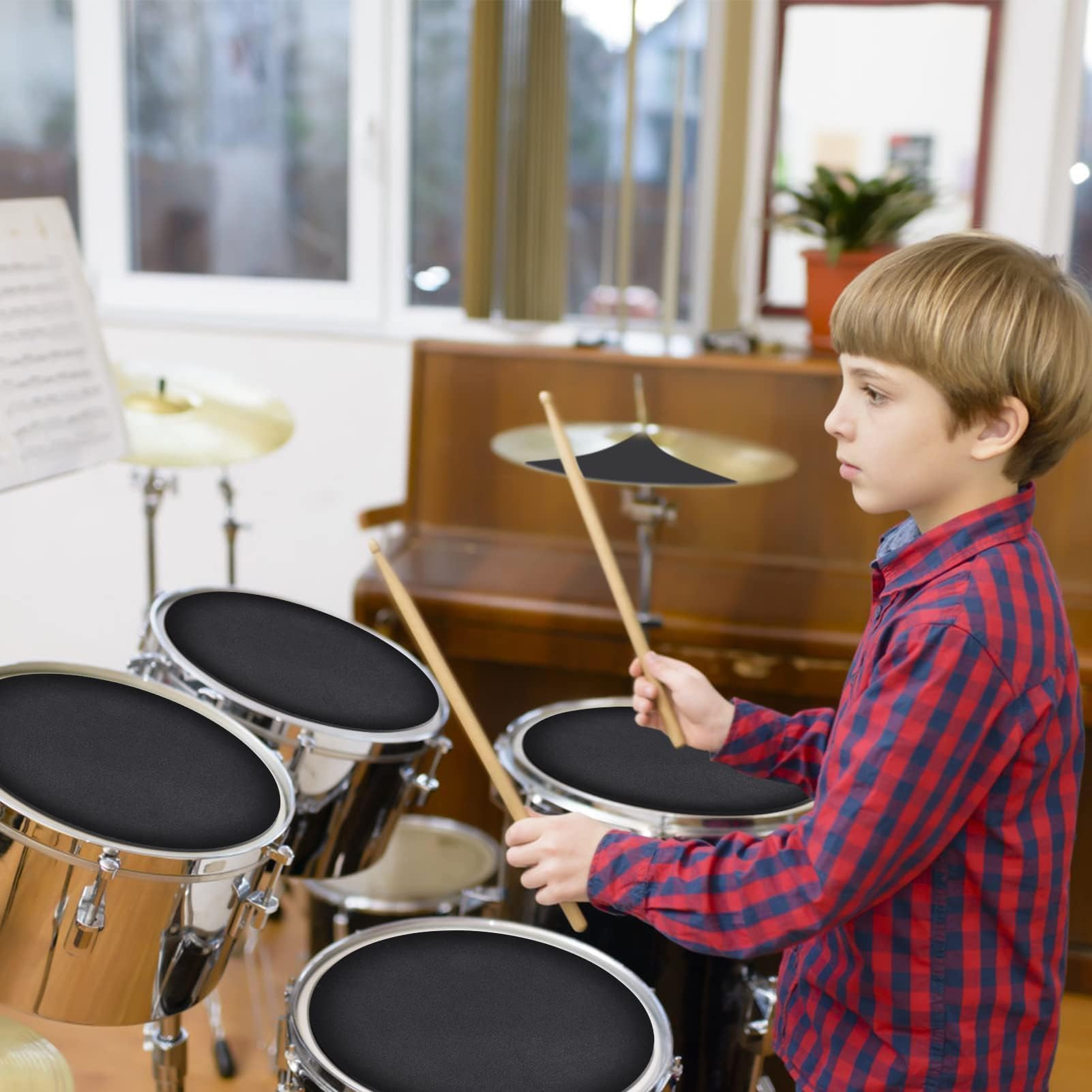 Ejoyous Ensemble de 10 Sourdines pour Tambour et Cymbale avec Clips, Tampons de Pratique Silencieux