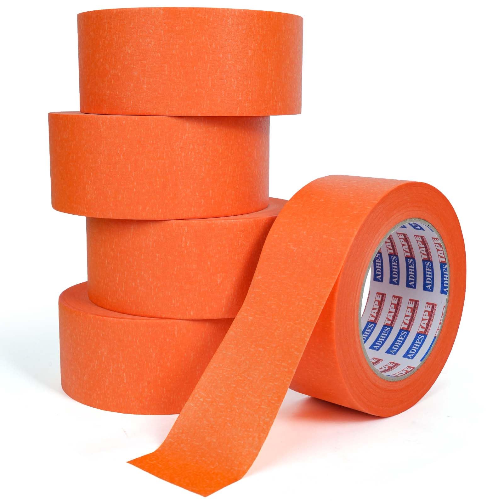 ADHES 5 Rollos NaranjaDe Cinta De Carrocero, Resistente A Los Rayos UV Y Al Agua, Para Pintar Y Decorar Tanto Interiores Como Exteriores, Cinta De Pintores 48MM X 50M
