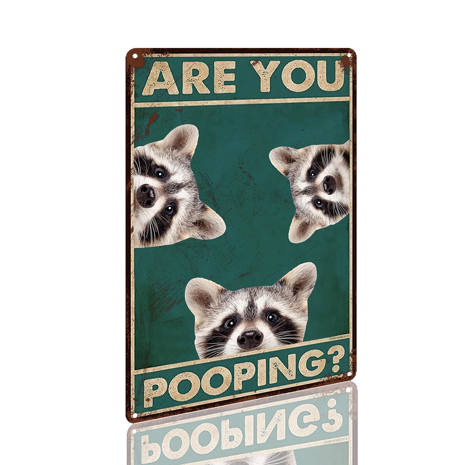 Retro Tin Sign Vintage Raccoon Are You Pooping Funny Signs,Bathroom Restroom Wall Toilet Decor Funny Raccoon Decor Tin Sign-8x12inch-Tin Sign