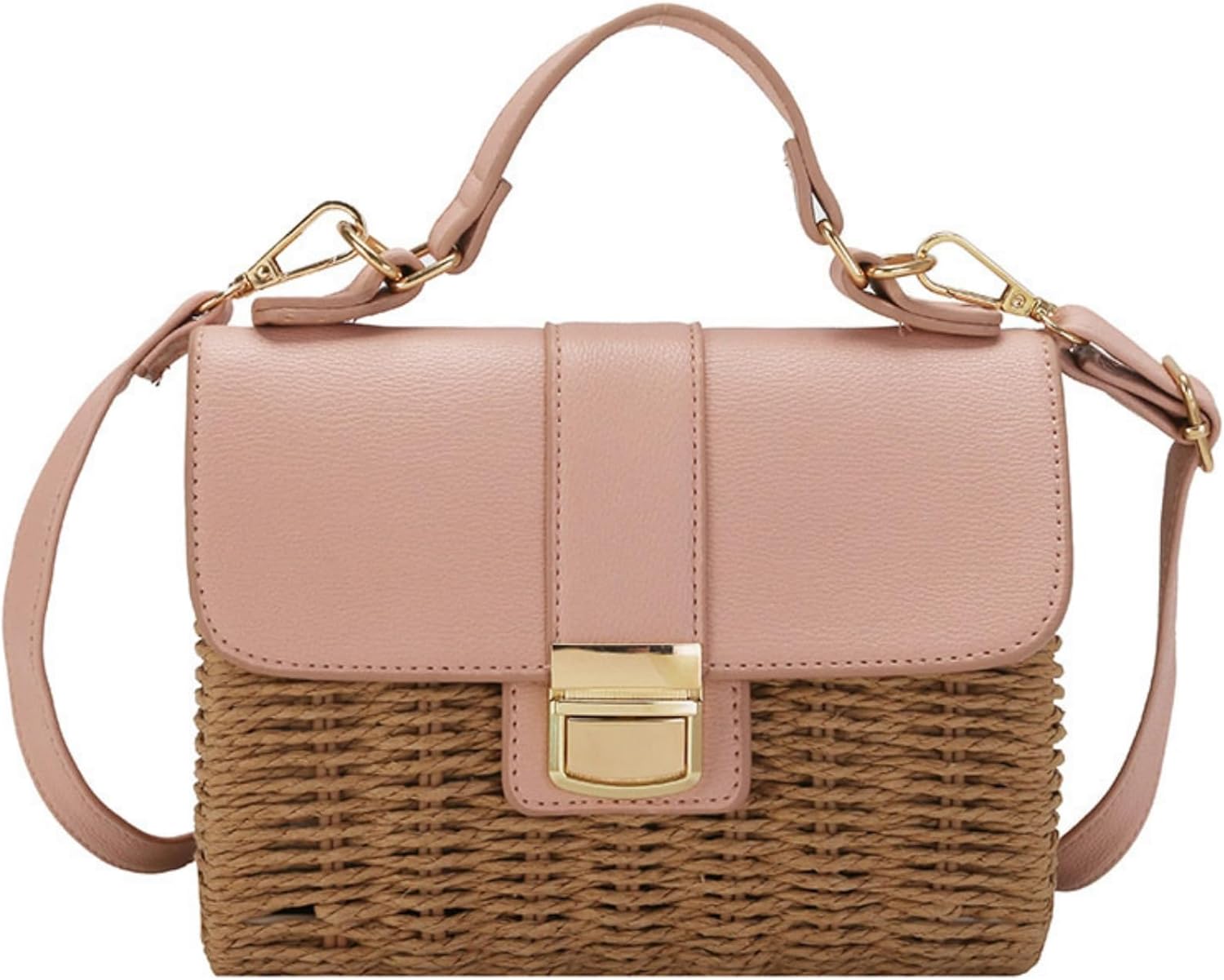 Straw bag top handle small square beach bag stylish crossbody.