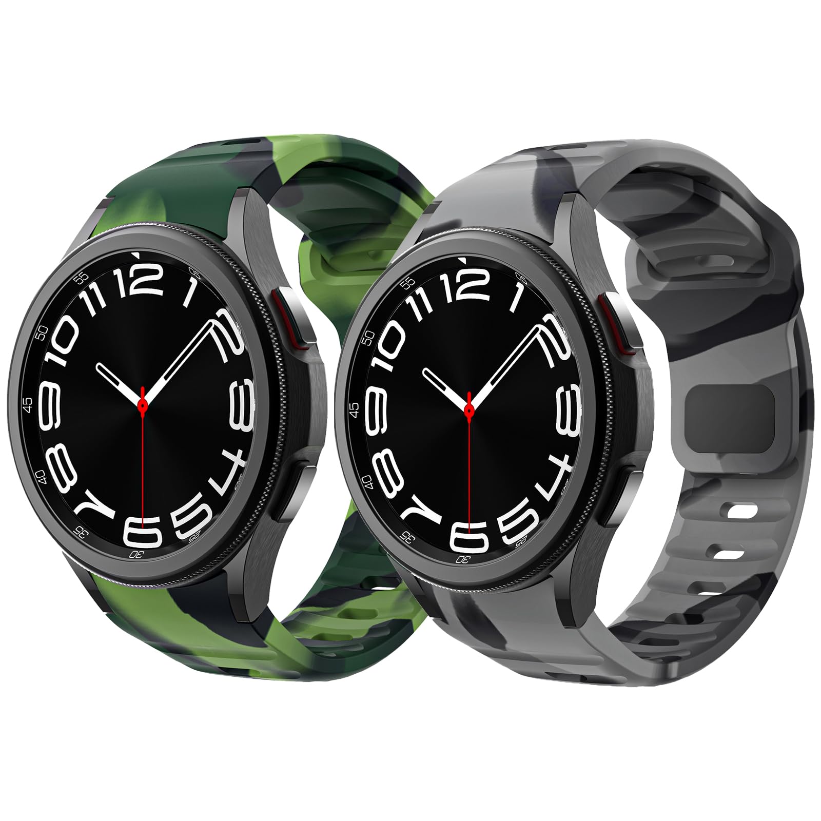 Rugged No Gap Band Compatible with Samsung Galaxy Watch 7 FE 4 5 6 Band 44mm 40mm/Galaxy Watch 6 Classic Bands 47mm 43mm/Watch 5 Pro 45mm/4 Classic 46mm 42mm, Silicone Replacement Sport Strap for Men