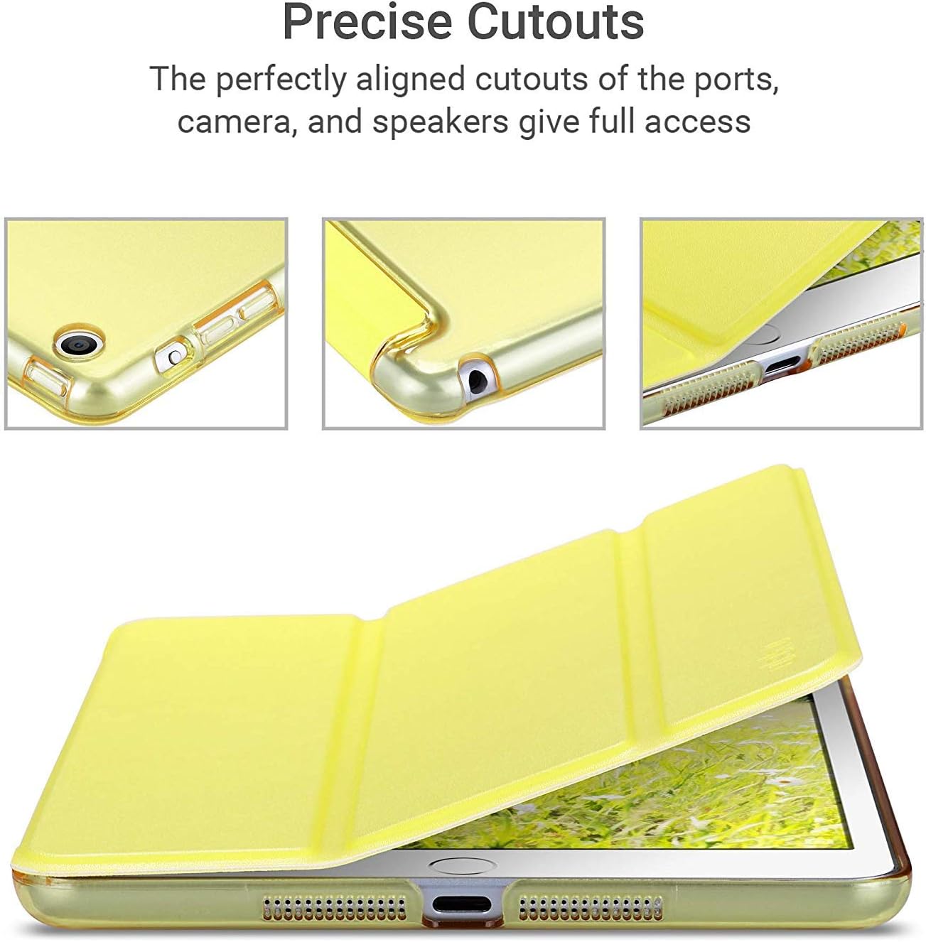 iPad Mini 3 Case,iPad Mini 2 Case,iPad Mini Case,ULAK Slim Bumper Smart Case Stand for Apple iPad Mini 1/2/3 Colorful Clear Back Cover Lightweight with Auto Sleep/Wake Function, Yellow