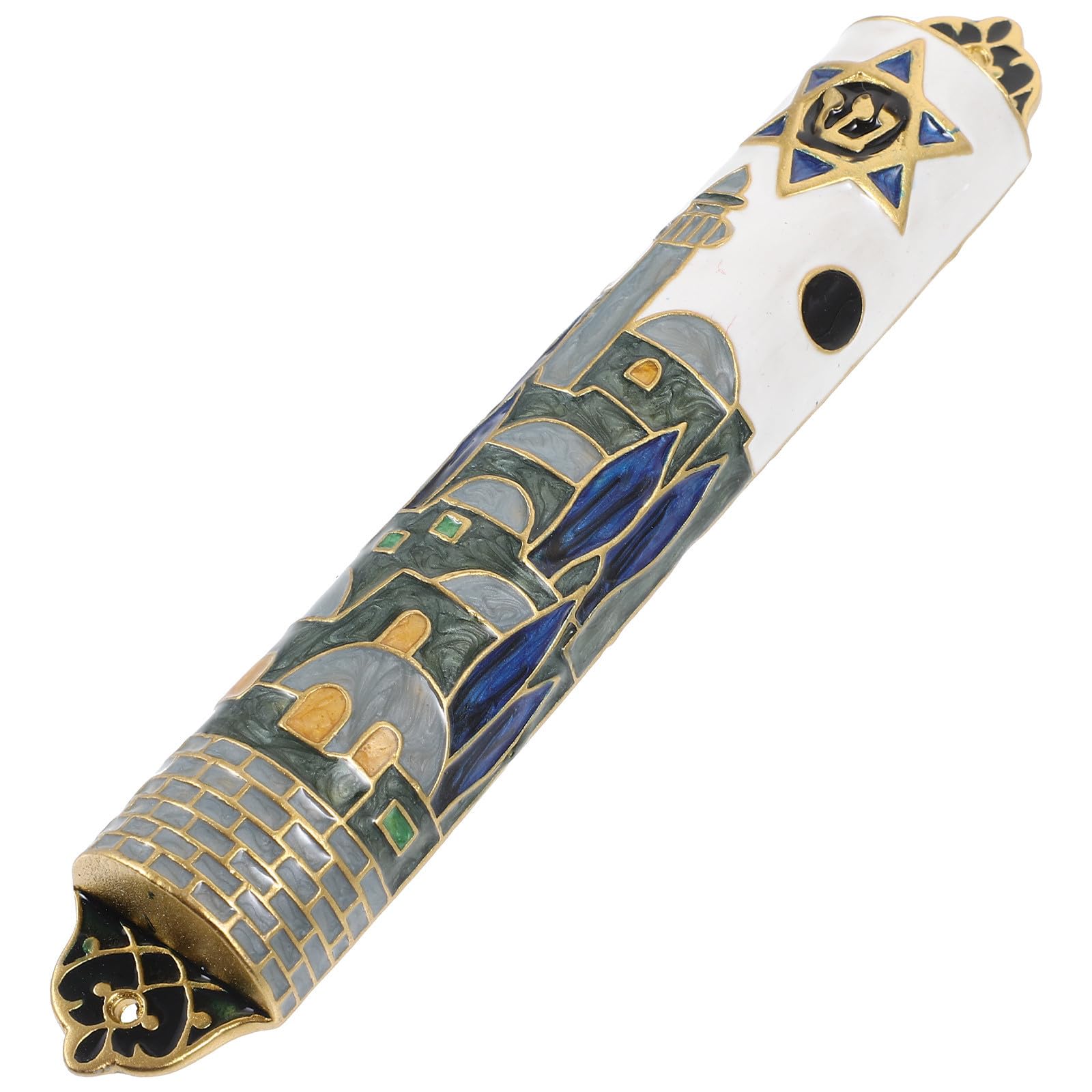 Mezuzah judía puerta de metal y pergamino religioso para adorno vintage casa
