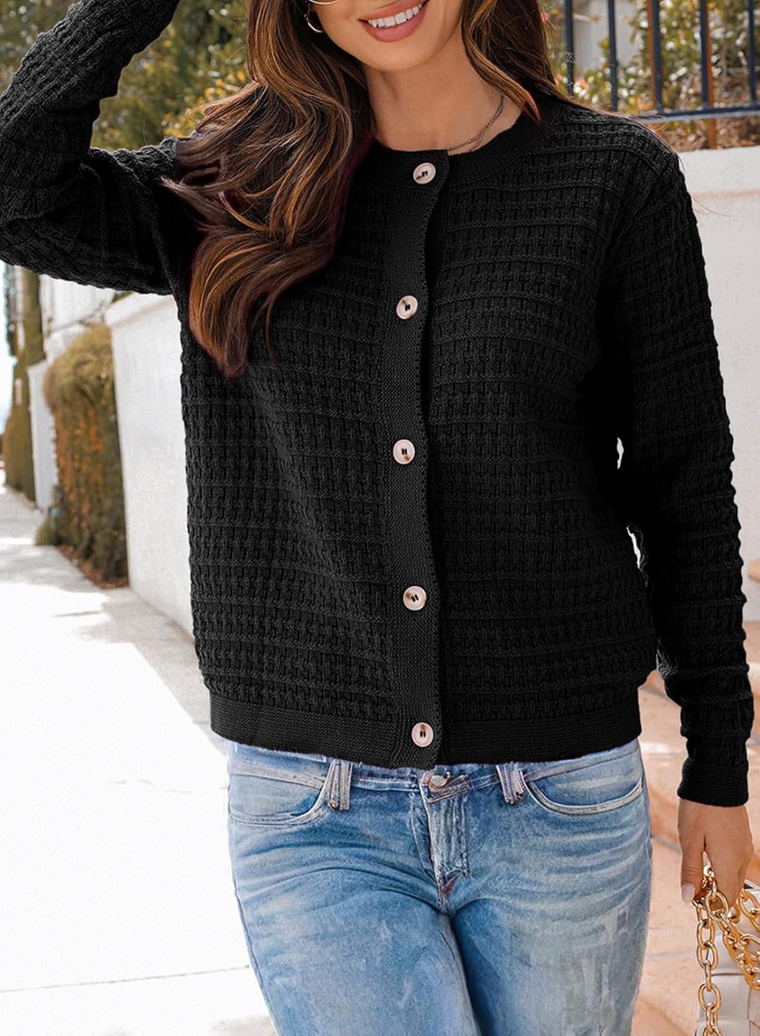 Dokotoo Winter Cardigan Sweaters for Women 2025 Long Sleeve Open Front Button Down Jacket - Image 2