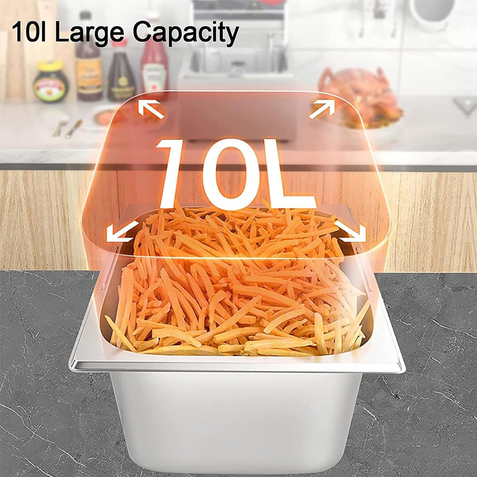 Deep Fryer Friggitrice A Gas Professionale,Friggitrice in Acciaio Inossidabile,Potenza Fuoco Regolabile,per Cestello per Ristorante Commerciale Famiglia ​Friggitrice,10L