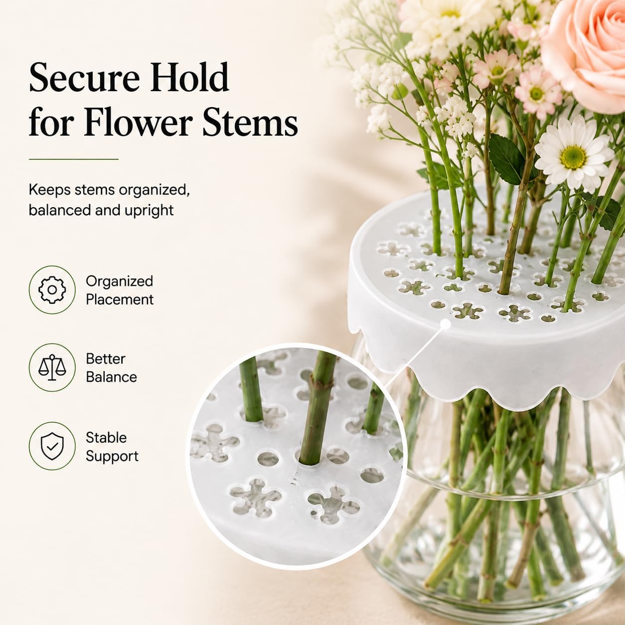 2 Pack Silicone Flower Arranging Grid for Vases, Flower Arrangement Holder