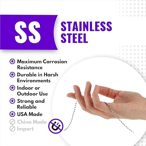 Miniatura 4 de Bola de cuentas #6 Cadena de 0.126 in - Acero inoxidable (SS) Bobina de 100 pies, etiquetado de fontanería y equipos industriales, aplicaciones de