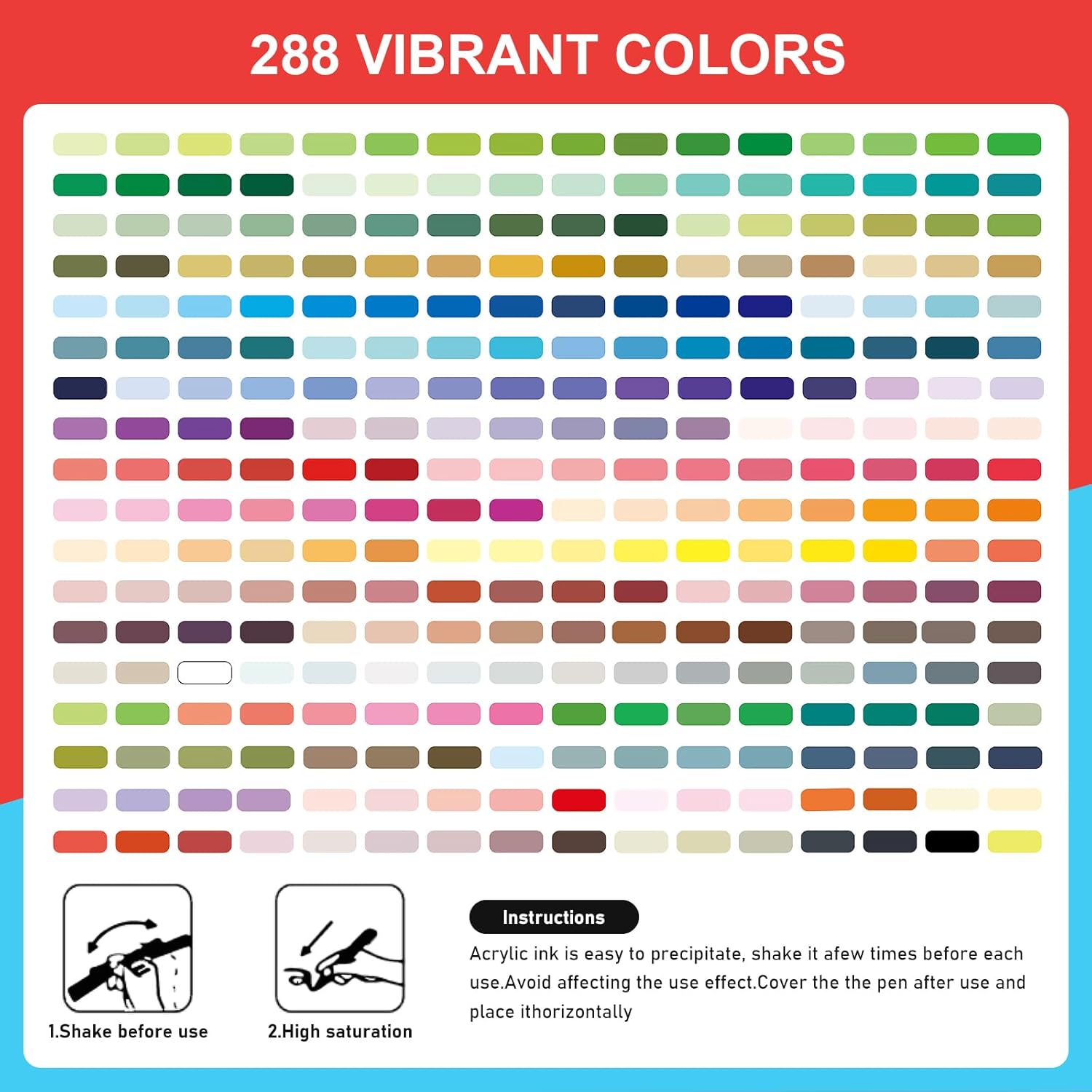 288 Colors Acrylic Paint Markers Soft Brush Tip, Water-Based Paint Pens with Automatic Ink Control System, Odorless, Waterproof, Quick-Dry, Lightfast, for Rock Painting, Canvas, Wood, Egg & DIY Crafts - Image 8