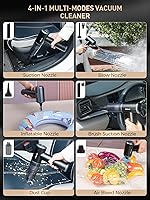 Vista 5 de aokway Aspiradora de Coche Portátil Inalámbrica 15000PA de Potente Succión, 7500mAh, 4-en-1, Mini Aspiradora de Alta Potencia para Coche, Hogar, PC