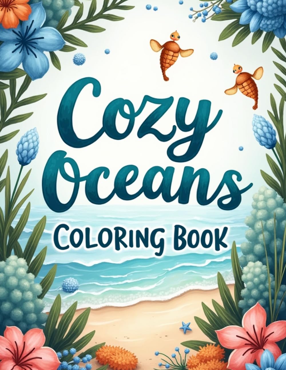 Coloring Book: Beautiful Sea Life Coloring Pages with Jellyfish, Seahorses, Turtles, Starfish and Ocean Scenes for Kids, Adults and Seniors