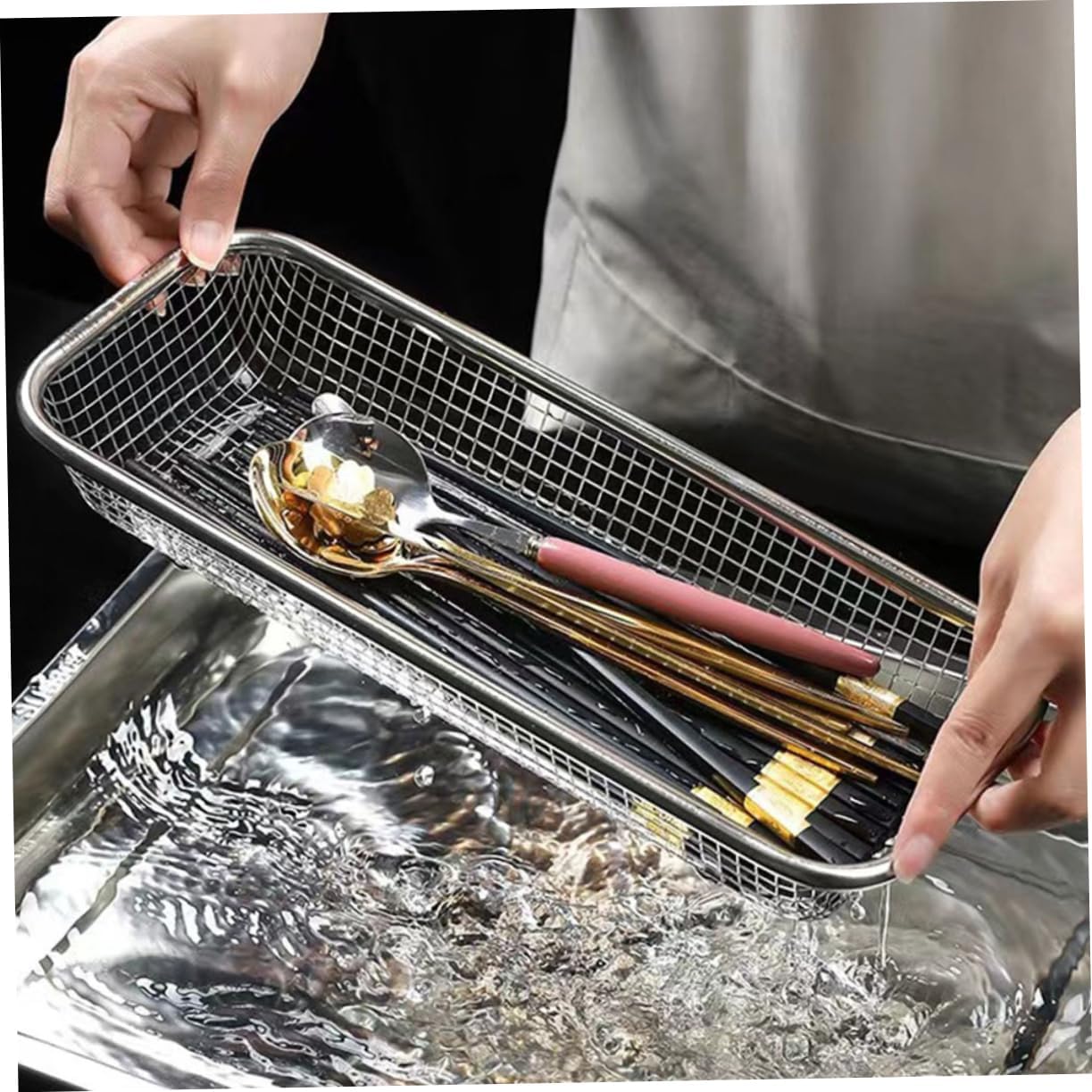 OSALADI 4pcs Dishwasher Basket Metal Utensil Holder for Cutlery Tableware Mesh Design for Easy Drying for Kitchen Organization