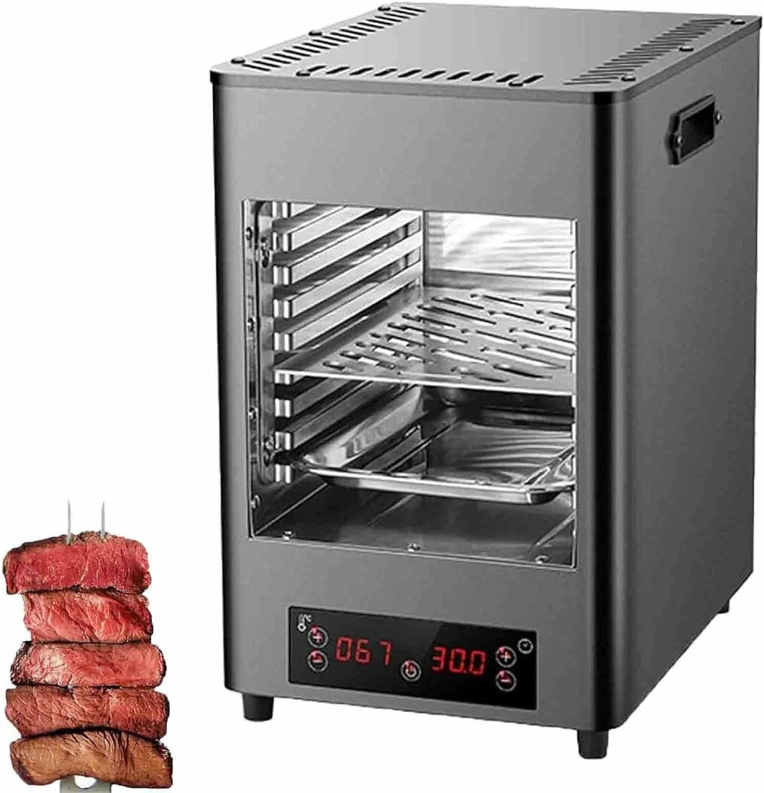 FHRKA Electric Steak Grill, 1700w/3400W Electric Steak Broiler, Time and Temperature Adjustable,Maximum Temperature 800℃ (B)