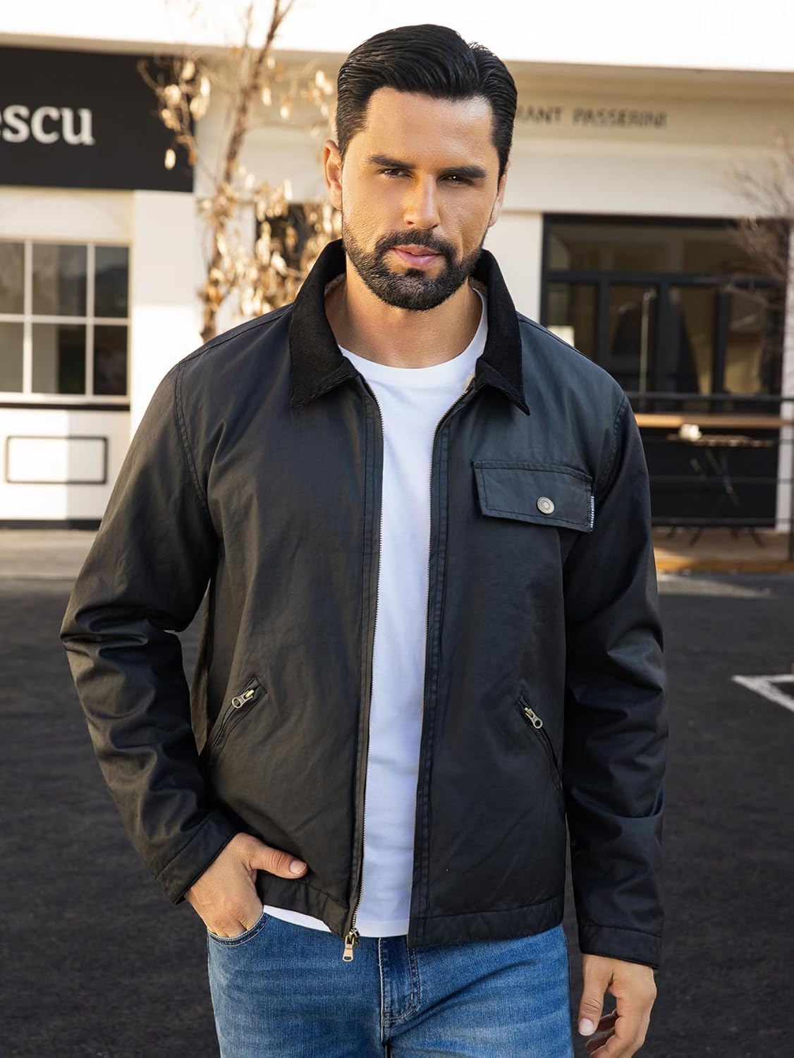 Zaitun Men's vintage jacket Winter Casual Warm Coat Fleece Lining Waterproof Outdoor Work Jacket - Image 2