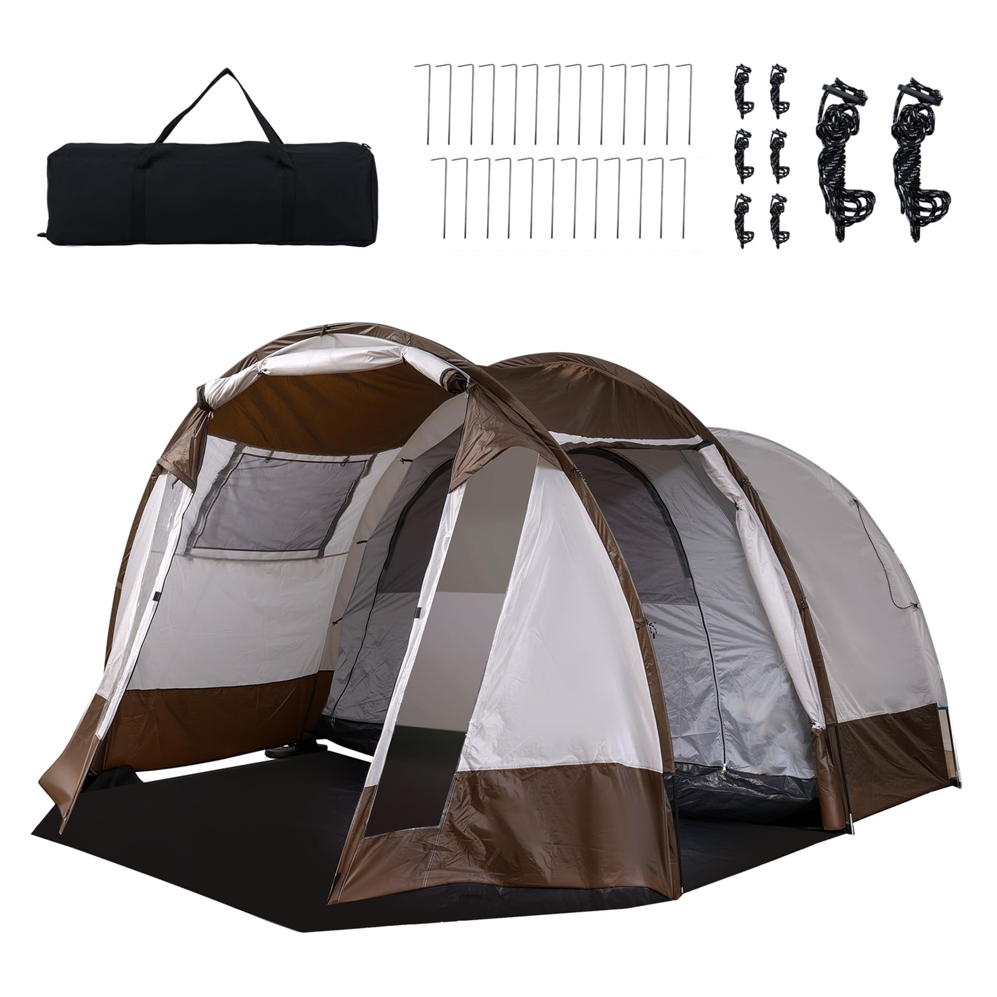 HOMASIS Tente de Camping avec Auvent 4-6 Personnes pour Famille, Tente Tunnel avec Salon et Porche, Sac de Transport, pour Camping, Voyage, 450 x 330 x 202CM