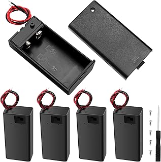 5 Piezas 9V Soporte de Batería, KUOQIY 9V Portapilas de Plástico, con Encendido/Apagado + Cable, 9V Caja de Batería para CCTV, Motor, Tira de LED, con Tornillo y Destornillador
