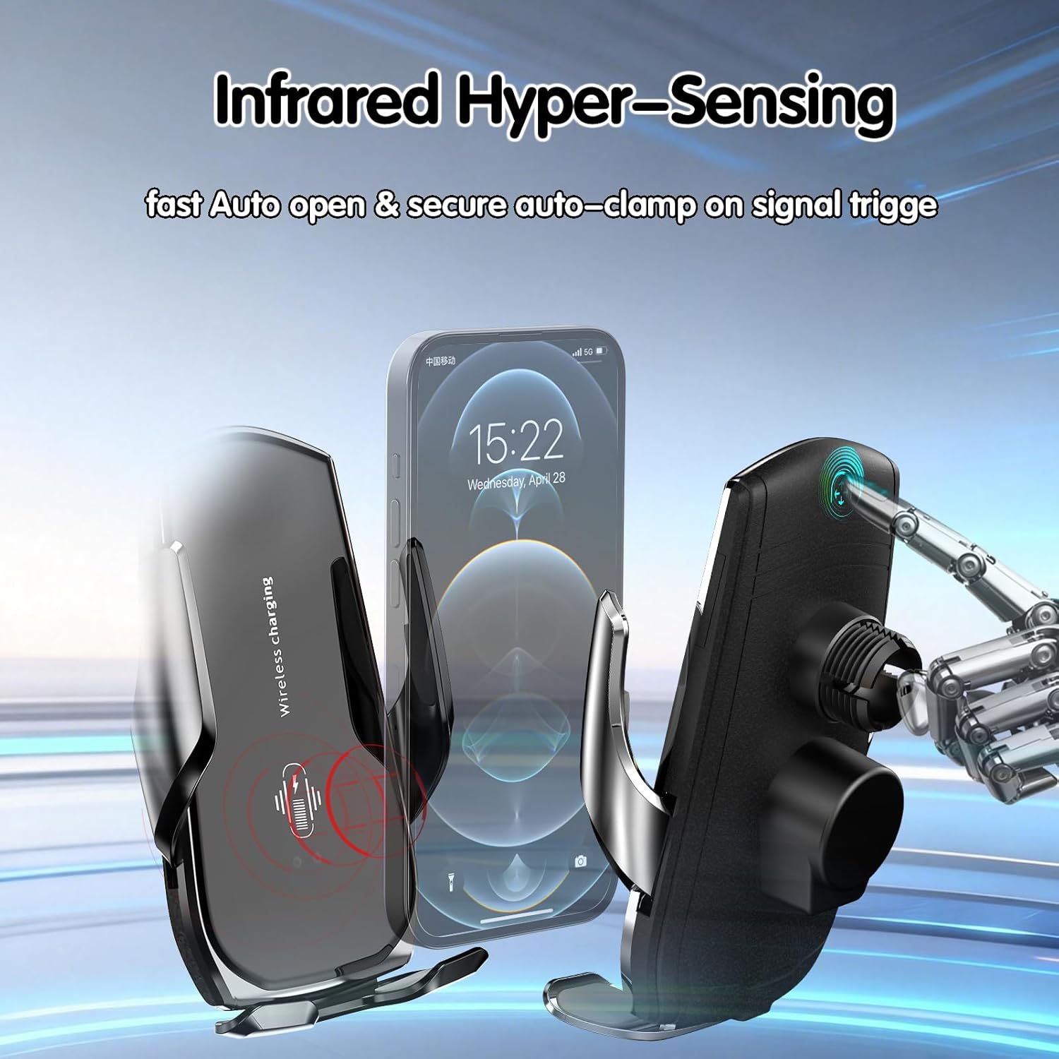 15W Fast Charging Phone Mount for Honda Accord 2023–2026, Auto-Clamping Wireless Car Phone Holder for 12.3-Inch Screen, 360° Adjustable Dashboard Mount, Does Not Block Air Vent (Not for LX/EX/SE)