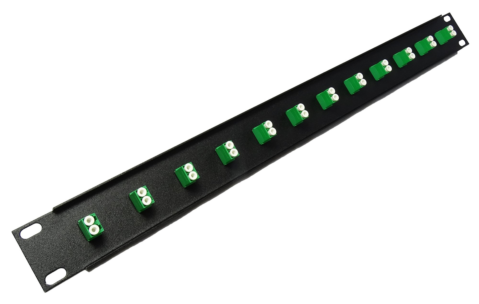 12 porte LC Fiber Patch Panel APC monomodale (accoppiatori verdi) (caricato 1u) 19"