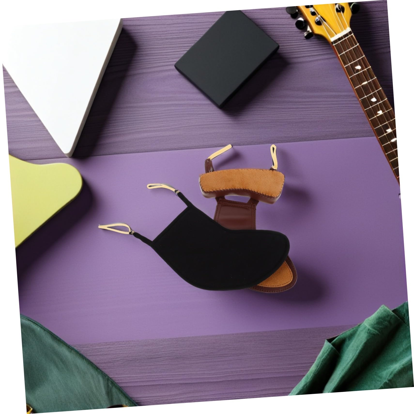 minkissy 2piezas Accesorios para Violín Almohadillas Cómodas de Algodón y Piel de Oveja para Ejecución Estable Fácil de Limpiar para Practicar Casa o Clases de Música