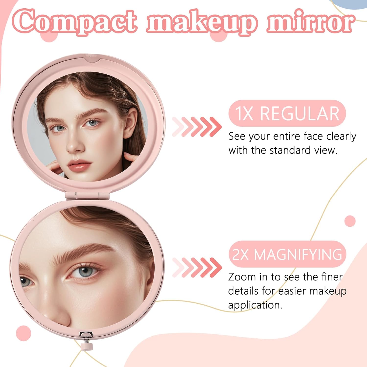 Granddaughter Gifts from Grandma Gift for Granddaughter, Pink Compact Mirror Makeup Mirror Pocket Purse Accessories Magnifying Portable Travel Mirrors, Granddaughters Gifts from Grandparents - Image 3