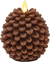 Vista 8 de Luminara Pinecone - Velas sin llama, con acabado marrón tiza, figuras de cono de pino, velas LED sin perfume, funcionan con pilas, con temporizador